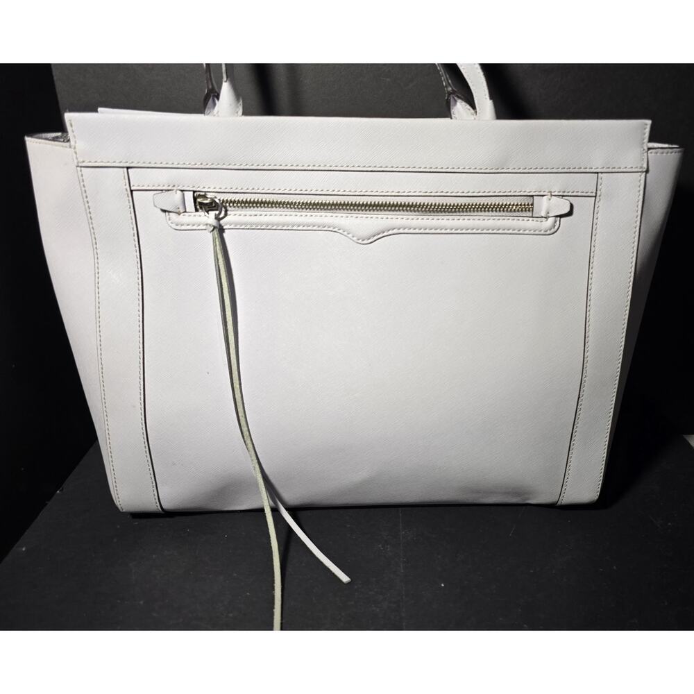 Rebecca Minkoff Monroe Laptop Bag Saffiano Leather Tote Shoulder Purse White NEW - Picture 2 of 15